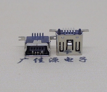 济宁MINI 短体立贴接口, 迷你5pin180度,高度6.5MM带柱子